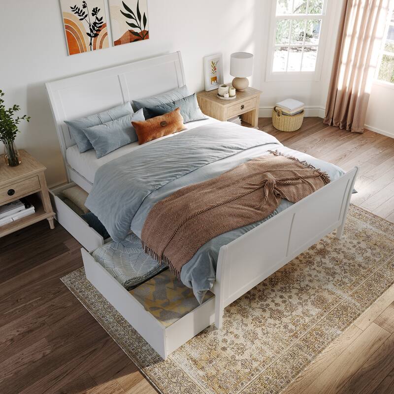 AFI Portland Platform Bed with Matching Footboard & Storage Drawers