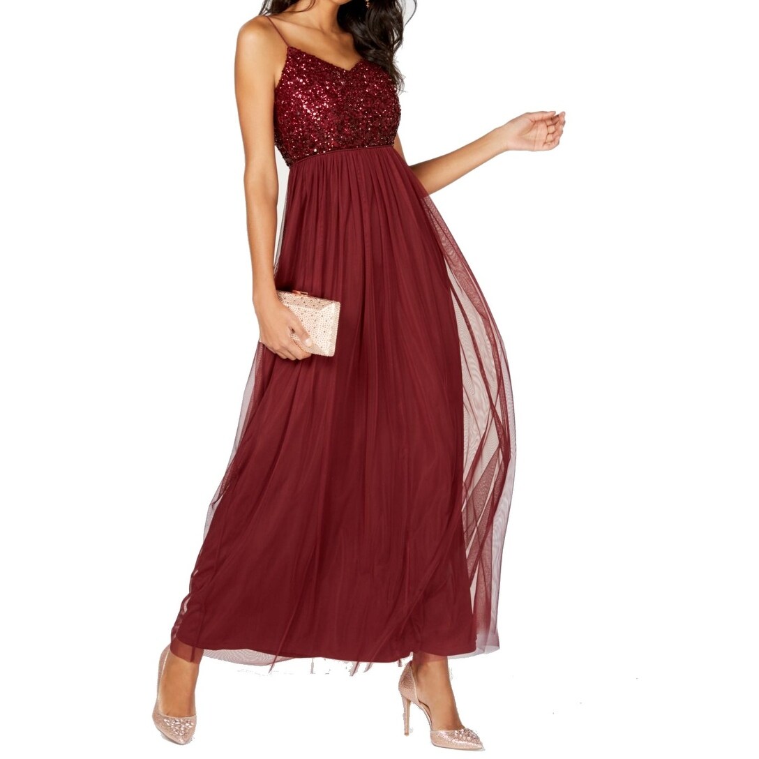adrianna papell red sequin dress