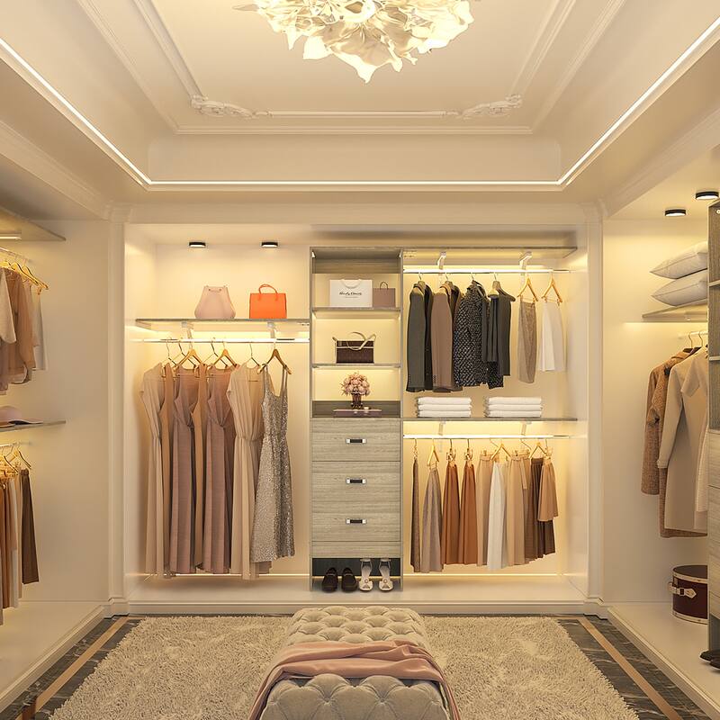 96'' W Adjustable Closet Organizer with Drawers for Walk-in/ Reach-in Closet - 20.2'' to 96'' W
