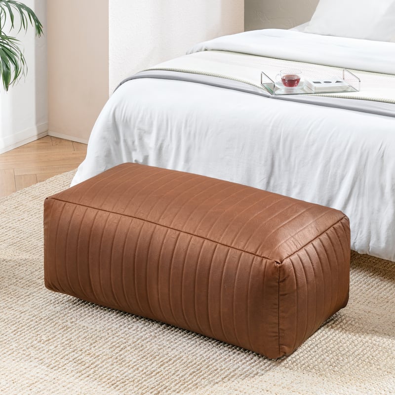 Jani Footrest Bench Ottoman Pouf - Handcrafted for Seating, Footrest, Home Decor for Living Room, Bedroom Pouf - 42" x 22" x 17" - Camel