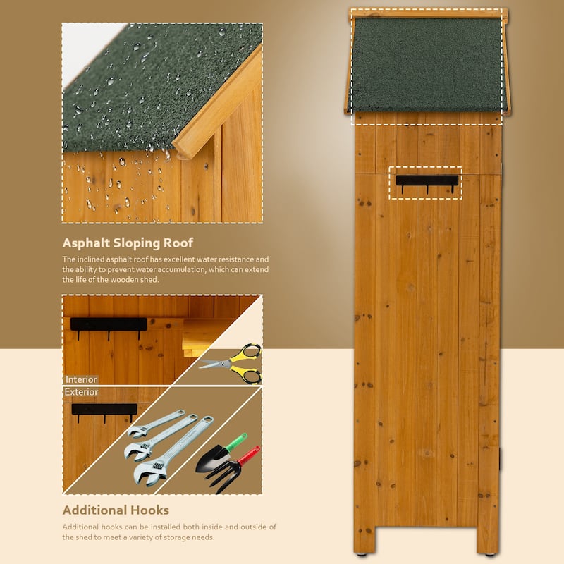30.3"L x 21.3"W x 70.5"H Outdoor Storage Cabinet Tool Shed Wooden Garden Shed - 30.3"L x 21.3"W x 70.5"H