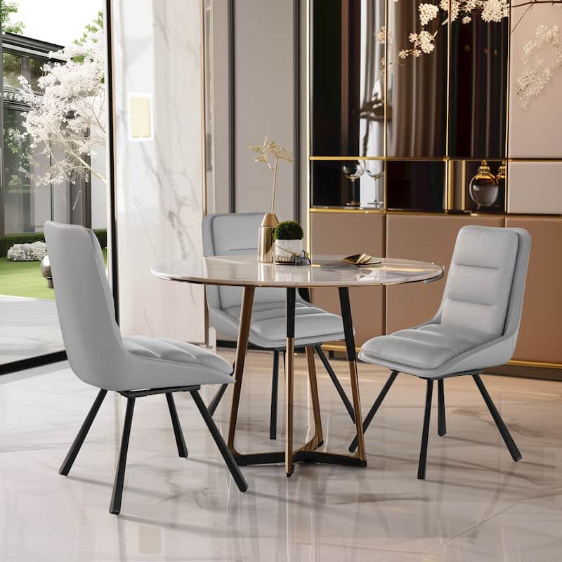2 Pack Upholstered 360° Swivel Dining Chairs with Metal Legs