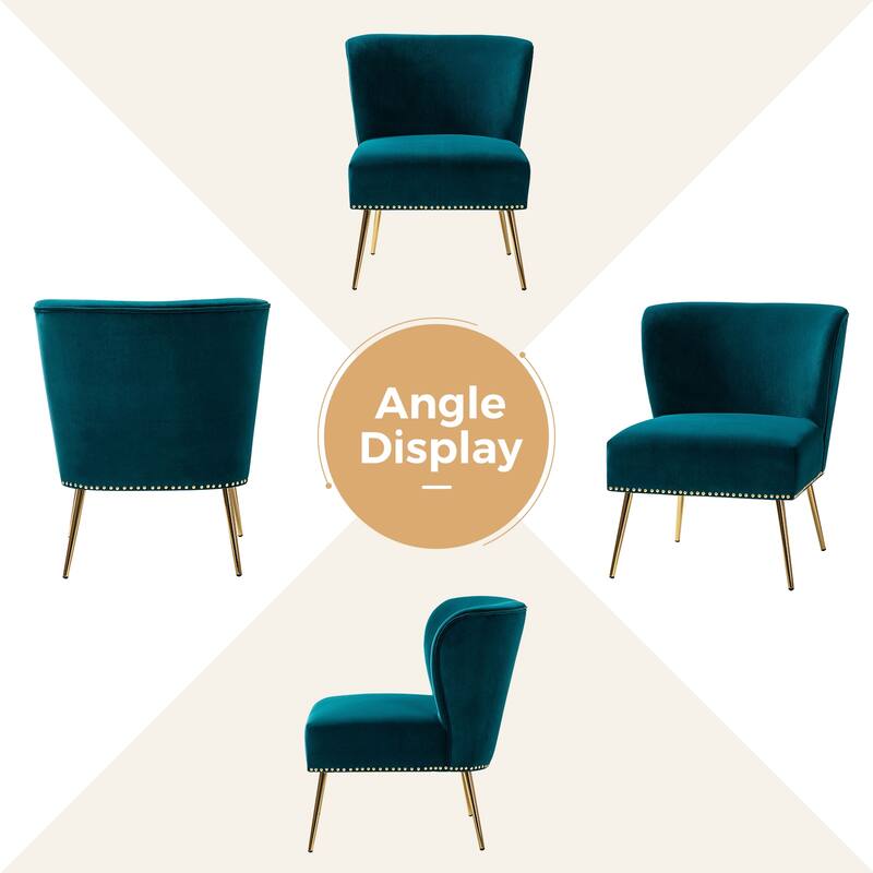 Celtia Modern Velvet Accent Side Chair with Nailhead Trim by HULALA HOME