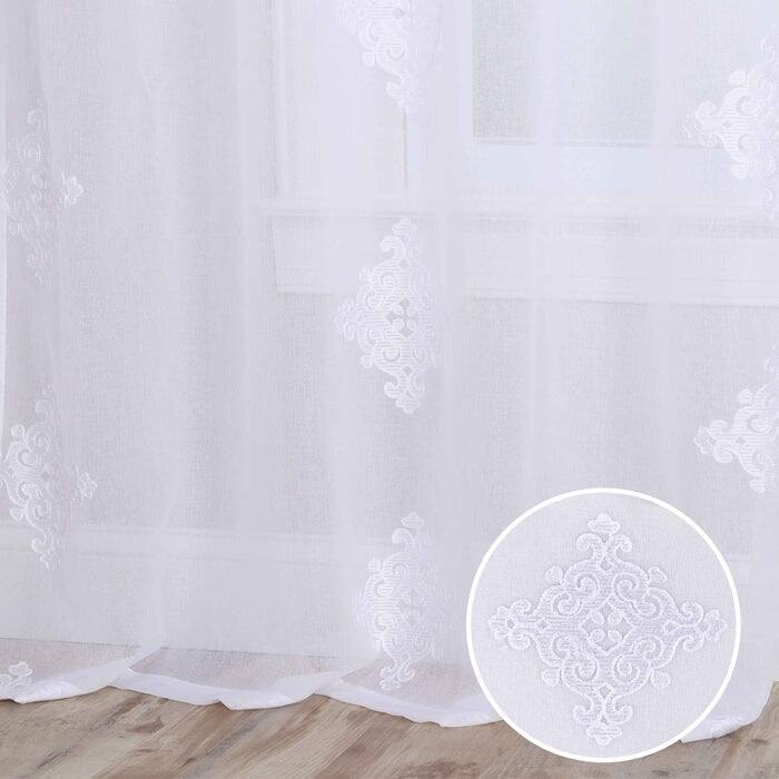 Superior Damask Grommet Sheer Window Curtain Panels (Set of 2)