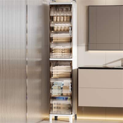 Small Narrow Bathroom Storage Cabinet White Plastic Corner Organizer with Adjustable Shelves