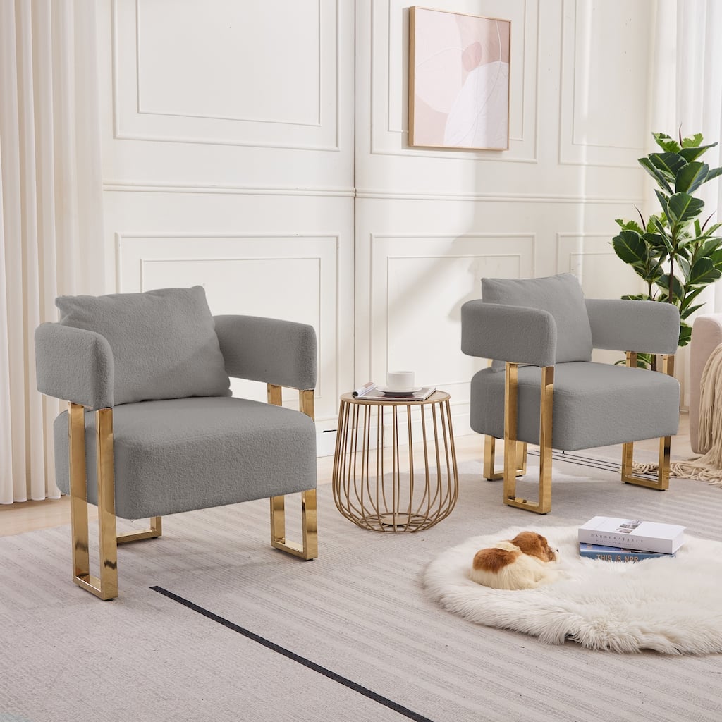 Modern decorative chair, living room side chair with gold metal legs, no wheels, suitable for dressing area, reception room