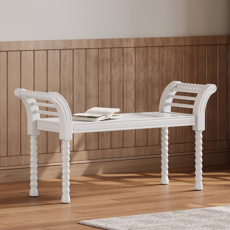 Elegant Retro Style Bench with Turned Legs
