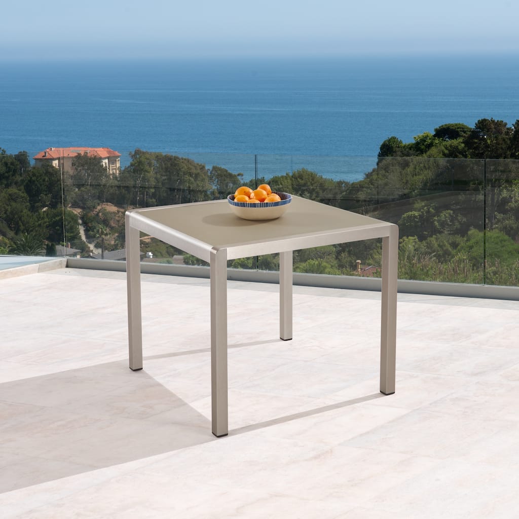 Cape Coral Silver/ Grey Anodized Aluminum Outdoor Dining Table by Christopher Knight Home - 35.00"L x 35.00"W x 30.00"H