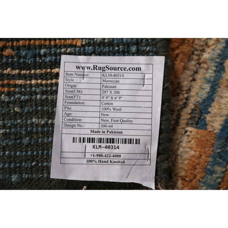 Striped Moroccan Oriental Area Rug Handmade Wool Carpet - 6'9" x 9'9"