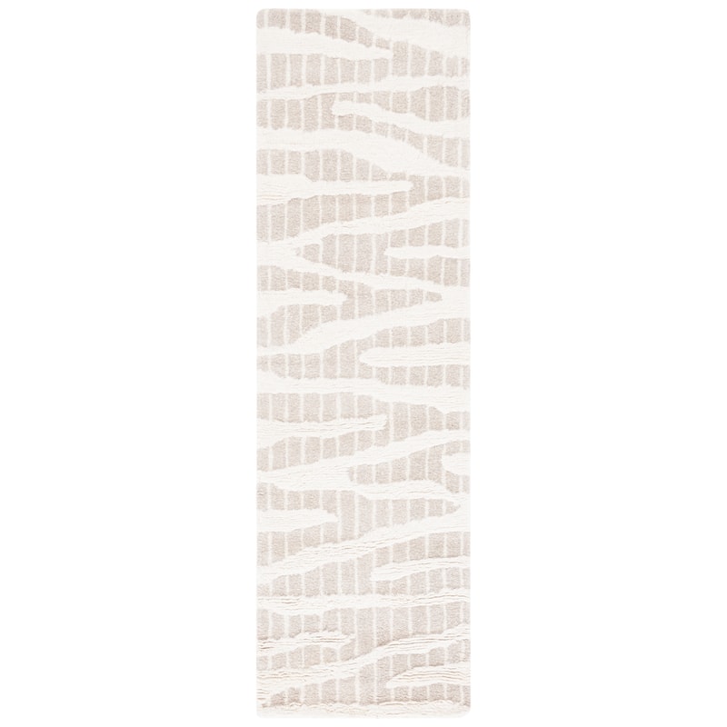 SAFAVIEH Handmade Manhattan Liberdade Modern Abstract Wool Rug - 2'3" x 8' Runner - Beige/Ivory