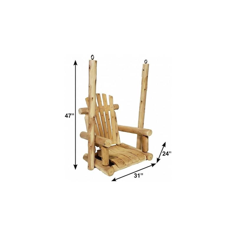 31" Natural Unfinished Solid Wood Outdoor Swing Chair