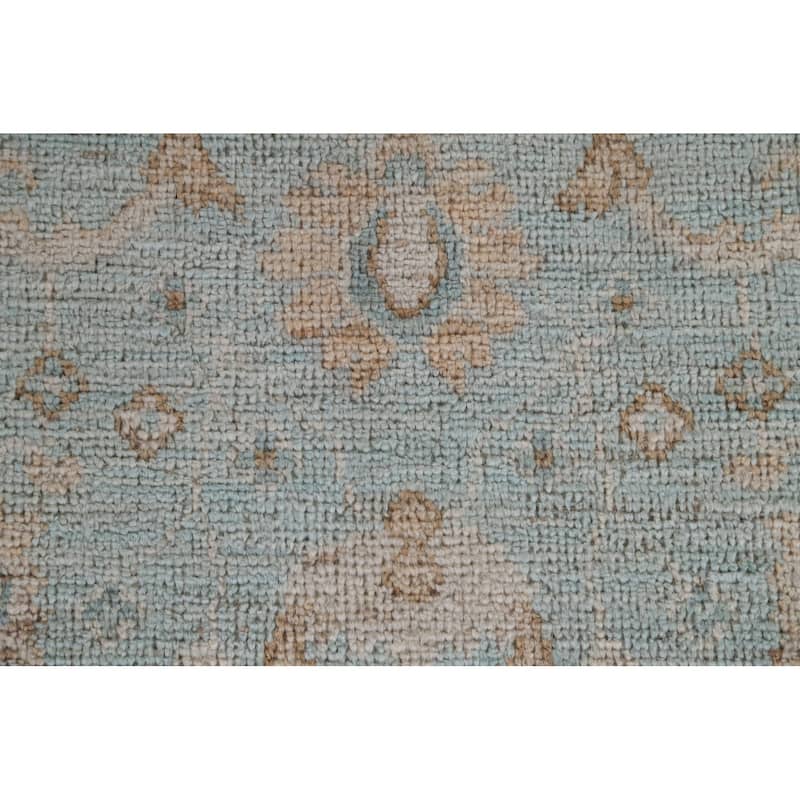 Geometric Oushak Turkish Oriental Wool Rug Hand-knotted Bedroom Carpet - 3'0" x 3'10"