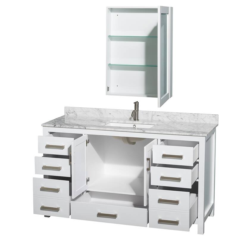 Wyndham Collection Sheffield Single Vanity Set, Medicine Cabinet
