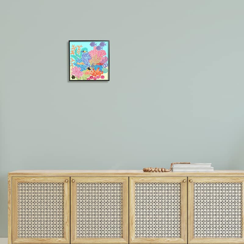 Stupell Bold Coral Reef Underwater Patterned Fish Shapes Framed Wall Art, Design by unknown