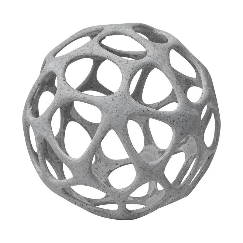 HomeRoots Light Gray Metal Hollow Orb Sculpture - 7" W x 7" D x 7" H