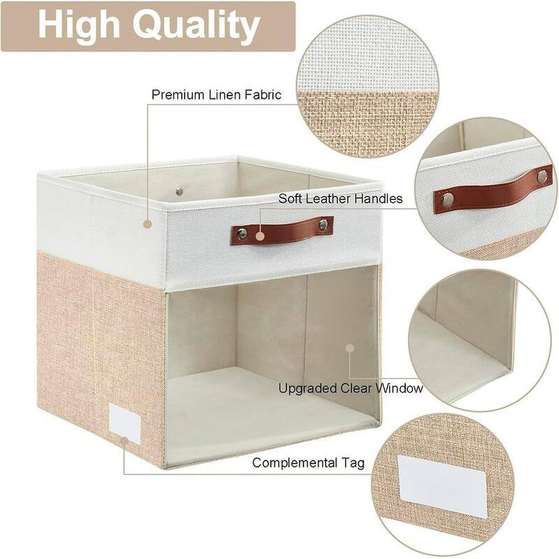 4 Pack Linen Foldable Storage Bins (13 x 13 inch)