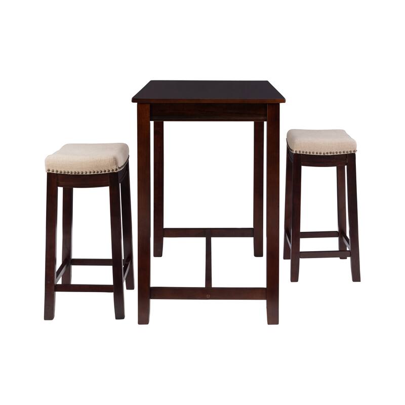 3-Piece Counter Table and Stools - 47.25" - Walnut Finish