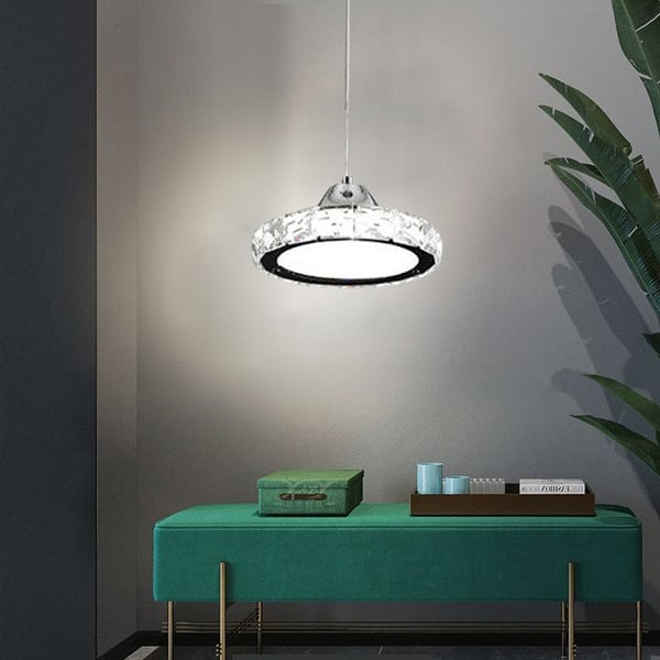 slide 8 of 7, Modern LED Crystal Pendant Light White Light - D7.09''xH33.49'' D7.09''xH33.49'' - Silver/Clear