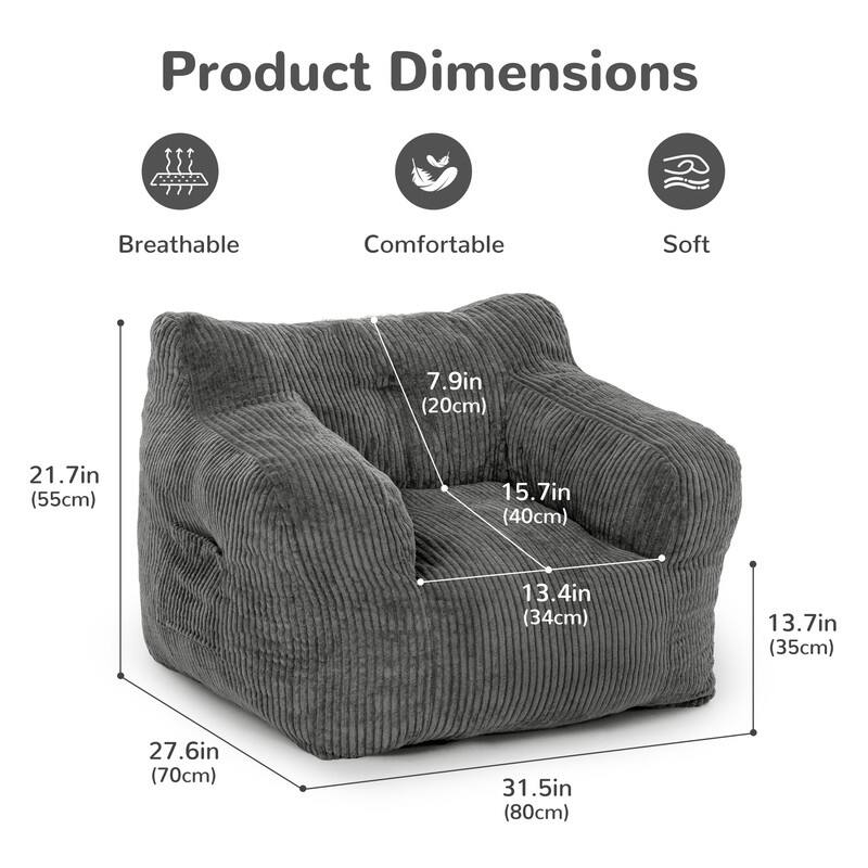 Pamapic Bean Bag Chair, Soft Corduroy Lazy Large Bean Bag Couch