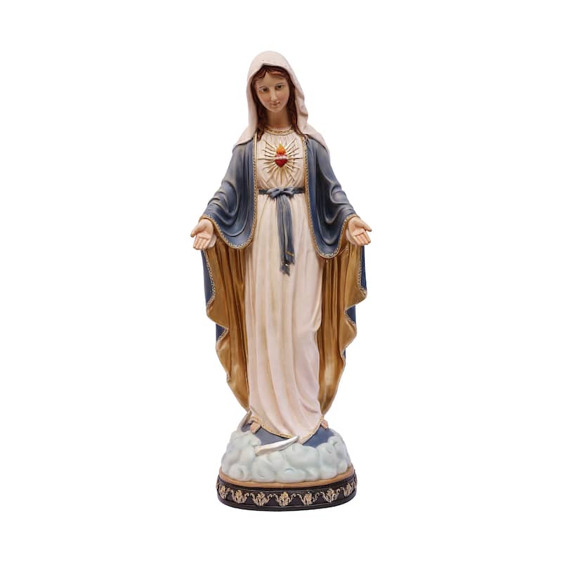 Sacred Heart Virgin Mary Outdoor Garden Statue with Open Hands - 23.5"