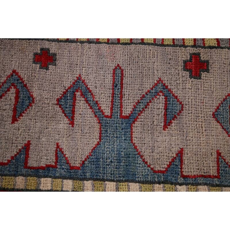 Geometric Kazak Rug Hand-Knotted Dining Room Wool Carpet - 6'0" x 8'2"