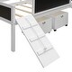 preview thumbnail 17 of 17, Climbing Frame & Rope Design Loft Bed with Slide and Double-sided Chalkboard, Twin size, White
