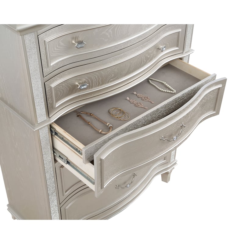Evangeline 6-drawer Bedroom Chest Silver Oak