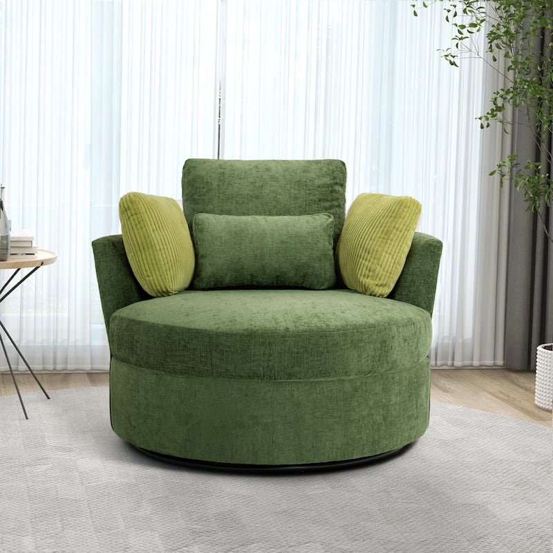 Modern Swivel Chair with Pillows for living room - Green