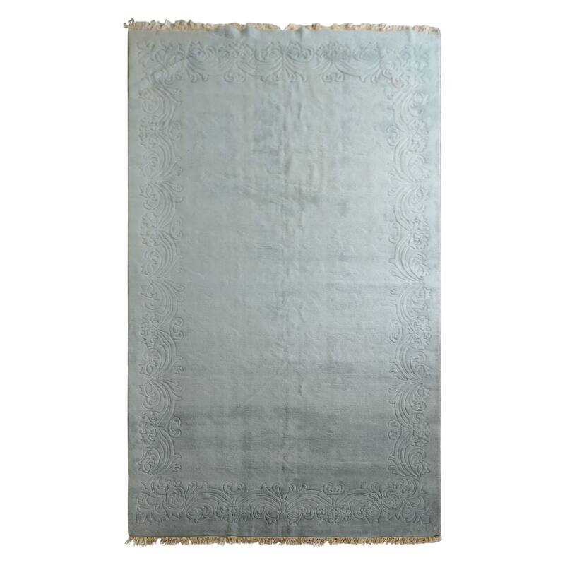12x20 Oversize Hand Knotted Wool Light Blue Aubusson Savonnerie Plush Pile Rug - 12' x 20'