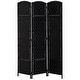 preview thumbnail 2 of 15, HomCom 6' Tall Wicker Weave Three Panel Room Divider Privacy Screen - Black Wood