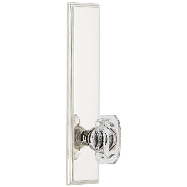 Grandeur Carre Solid Brass Tall Plate Rose Single Dummy Door Knob with - Polished Nickel