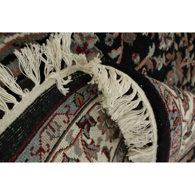 Hand Knotted Oriental 100% Wool Carpet Traditional All-Over Black Agra Area Rug - 6' 1'' X 4' 0''