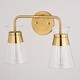 preview thumbnail 9 of 9, Harper Natural Brass Gold Bathroom Vanity Lighting Fixture, Clear Glass Shade, Dimmable, LED Compatible, Wall Mount Sconce