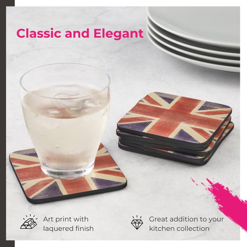 Pimpernel Set of 6 Union Jack Coasters - 4 Inches Sq.
