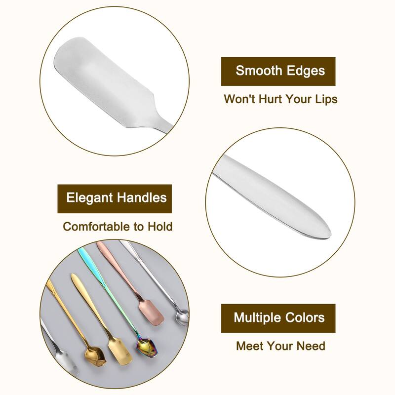 4Pcs 5" Stainless Steel Mini Ice Tea Spoons Coffee Ice Cream Spoon