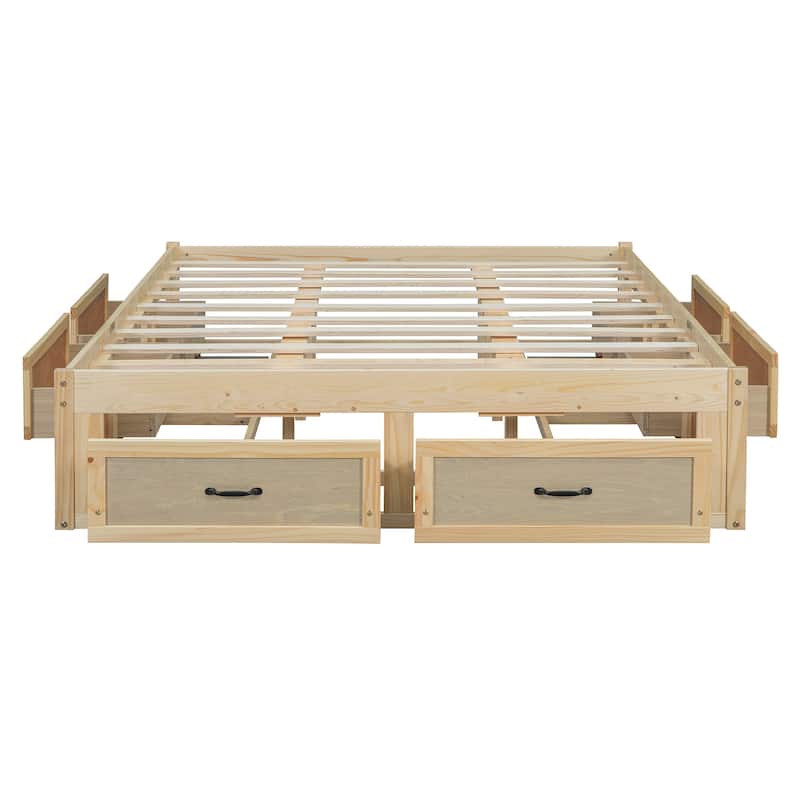 Queen Size MDF Platform Bed with 6 Storage Drawers and 400lb Weight Capacity