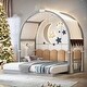 preview thumbnail 1 of 56, Pinewood Ground-Level Twin Size Canopy Bed with Arched Canopy,Tent,Trundle Grey