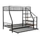 preview thumbnail 14 of 15, Stylish & Simple Twin over Full Size Metal Bunk Bed with Trundle and Storage Staircase, Strong & Sturdy Construction, Black