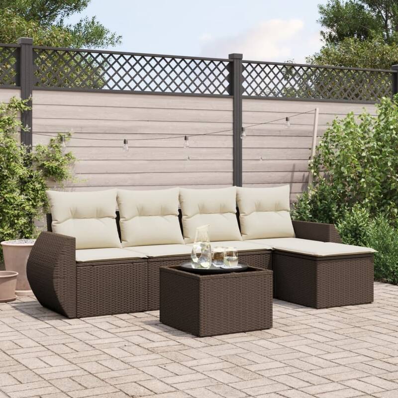 vidaXL Garden Sofa Set - 21.7 x 21.7 x 14.6 - Brown and cream Without table