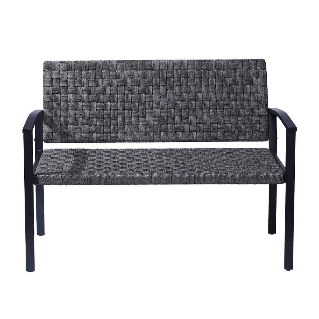 Chelsea Outdoor Rope, Bench Metal Frame & Armrest Patio Bench