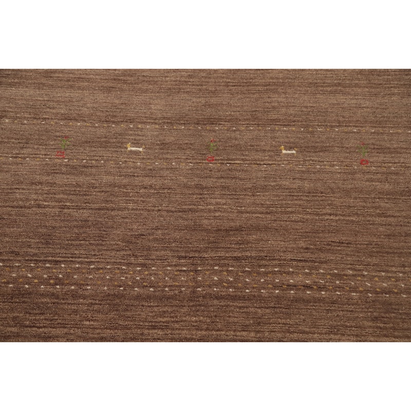 Hand Knotted Oriental 100% Wool Carpet Tribal Animal Pictorial Brown Gabbeh Area Rug - 7' 2'' X 5' 2''