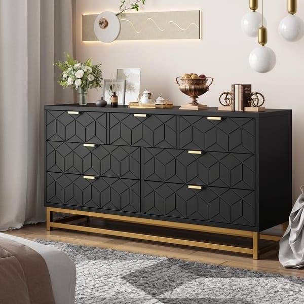 7 Drawer Dresser for Bedroom, 53.5" Large Dresser with Metal Legs - Bed Bath & Beyond - 42116870 7 Drawer Dresser for Bedroom, 53.5" Large Dresser with Metal Legs - Bed Bath & Beyond - 42116870