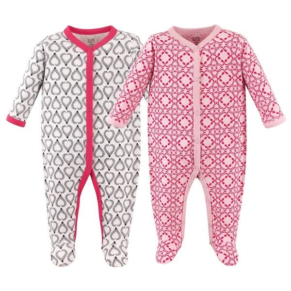 slide 1 of 1, Hudson Baby Infant Girl Cotton Snap Sleep and Play 2pk, Boho 0-3 Months - Boho