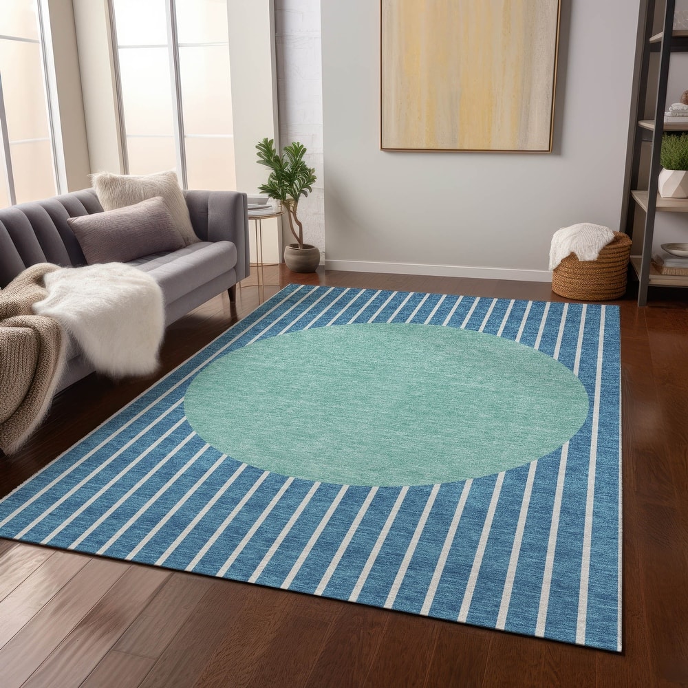 Machine Washable Indoor/ Outdoor Modern Sunrise Chantille Rug