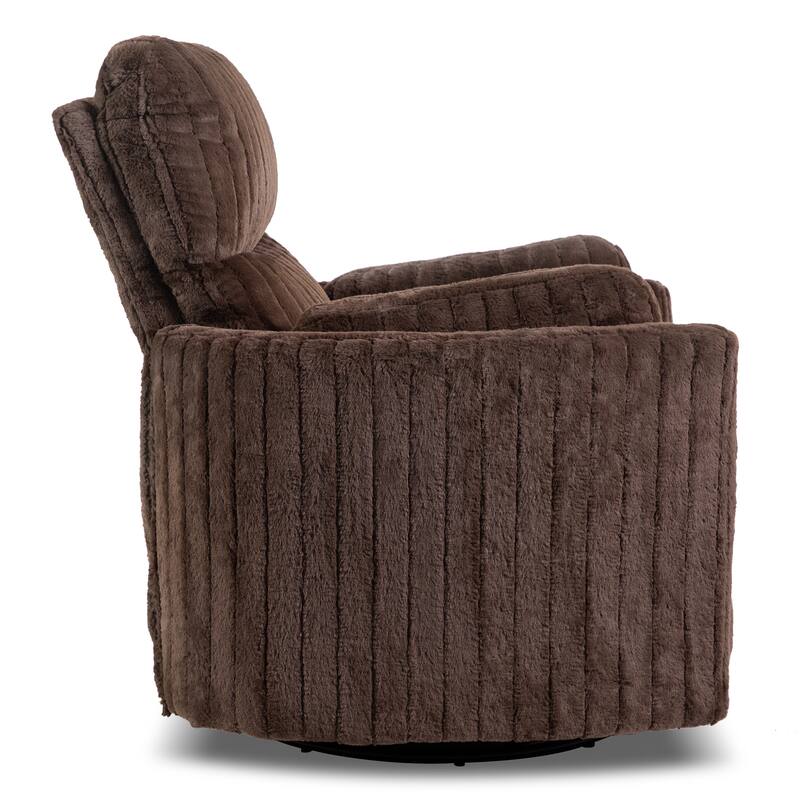 Furniture of America Jorvien Modern Chenille Power Swivel Glider Recliner with Pillows