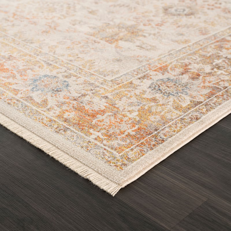 Sevita Rustic Traditional Boho Bordered Floral Area Rug