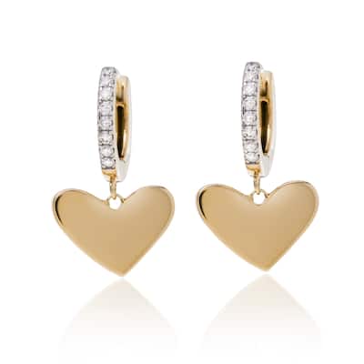 Kendra Scott Ari 14K Yellow Gold White Diamond Huggie Earrings - 0.4" x 0.48"