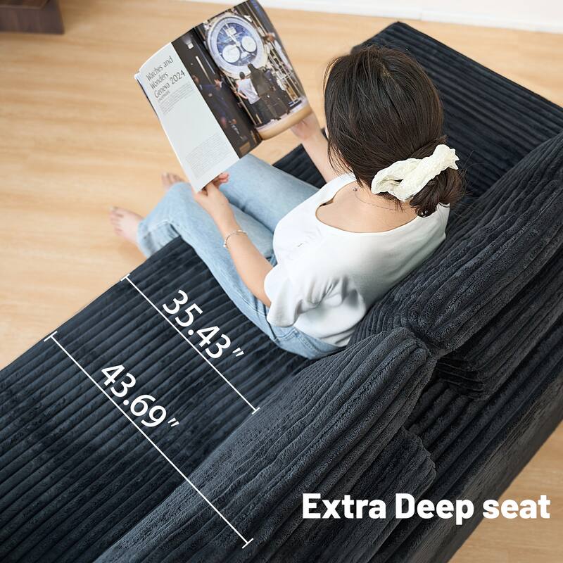 Pet Friendly Corduroy Sleeper Sofa Bed Modular U-Shaped Sectional Sofa with Chaise Lounge, Floor Standing Couch with Pillows