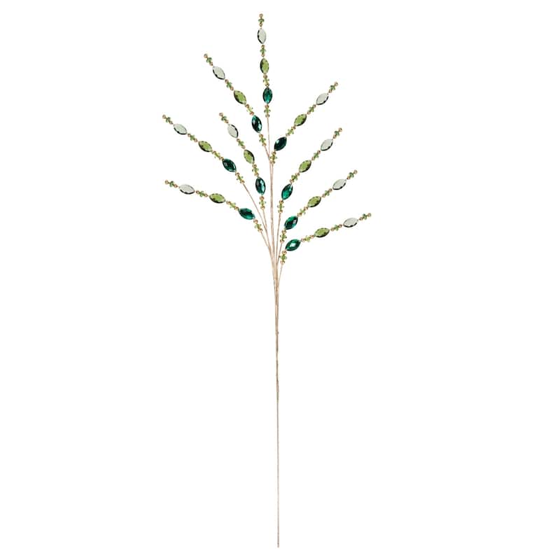 Jeweled and Bead Artificial Christmas Sprays - 33.75" - Green - Set of 2