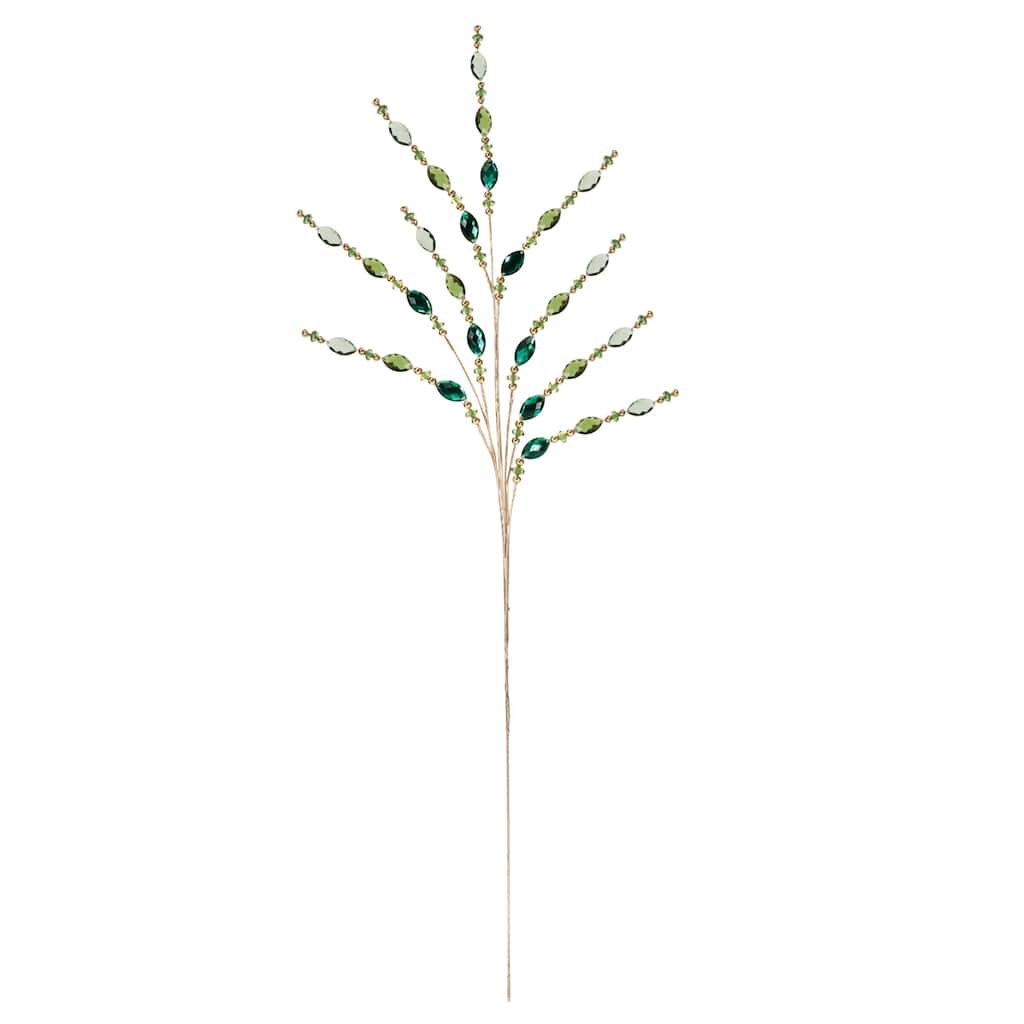 Jeweled and Bead Artificial Christmas Sprays - 33.75" - Green - Set of 2